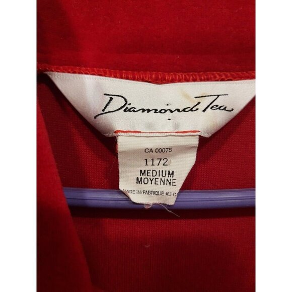 Women's Diamond Tea Medium Red Velvet Stretch Zip  Robe 55 inches Size M - Picture 5 of 12